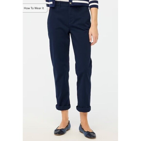 J.CREW Pants - J.CREW High-rise Girlfriend Chino Pant Size 0 Navy Blue NEW Preppy Nautical